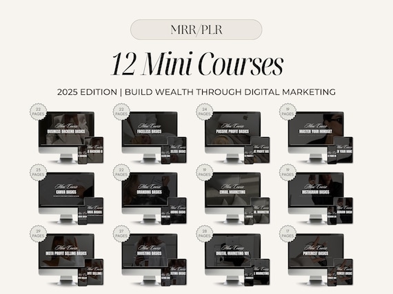 12 Mini Courses with Master Resell Rights - 2025 Edition | Build Wealth Through Digital Marketing, MRR PLR Course Bundle, Digital Marketing