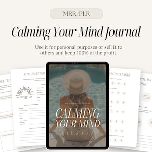 MRR PLR Calming Your Mind Journal, include i diritti di rivendita master, pace, consapevolezza, auto-scoperta, diario digitale, prodotti digitali PLR