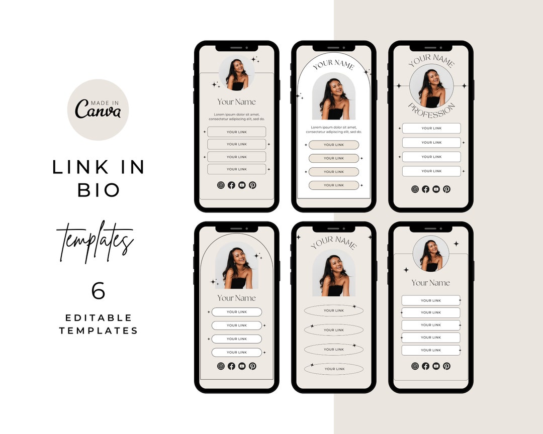 Link in Bio Template, Instagram Bio, Minimal Link in Bio Canva Template ...