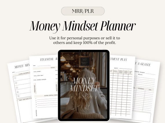 Money Mindset Planner w/ Master Resell Rights, MRR Budget Planner, PLR Digital Product, Digital Journal, Sell As Your Own, Digital Marketing