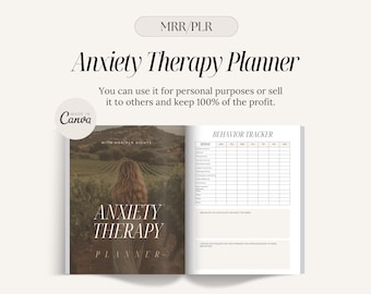 Anxiety Therapy Planner: Digital Journal Canva Template (MRR/PLR)