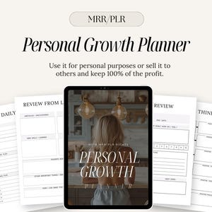 May include: A digital planner with the text "Personal Growth Planner" on the cover. The planner includes sections for daily, review from last week, review, and thinking.