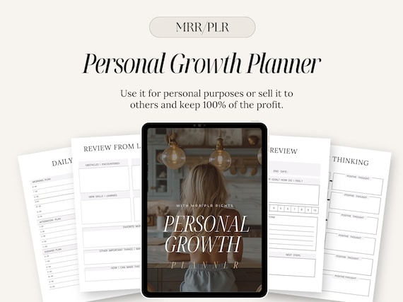 Personal Growth Planner w/ Master Resell Rights, Sell As Your Own, MRR Digital Planner, PLR Digital Products, Digital Marketing, Canva