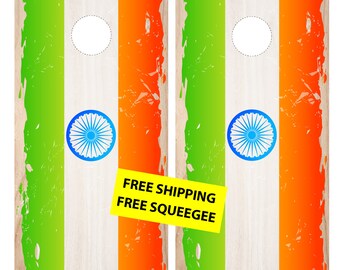 Indian Flag Cornhole Wrap (2pc) | India flag | Cornhole Decals | Free Shipping | Free Customization | Custom Cornhole Wraps