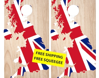UK Flag Cornhole Wrap (2pc) | Union Jack flag | Cornhole Decals | Free Shipping | Free Customization | Custom Cornhole Wraps