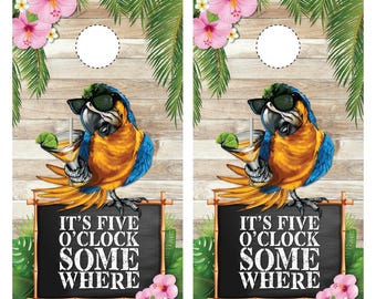It's 5 O'Clock Somewhere Cornhole Wraps (2pc), Five O'Clock Somewhere Cornhole, Margaritaville Cornhole, Free Shipping, Free Customization