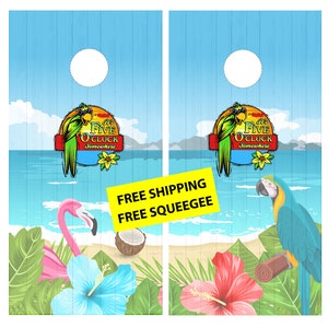 5 o&#39;clock Somewhere | Margaritaville | Cornhole Wraps (2pc) Cornhole | Free Shipping Free Lamination | Waterproof
