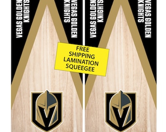 Vegas Golden Knights hockey Cornhole Wrap ice (2pc) | Cornhole Decals | Free Shipping | Free Customization | Custom Cornhole Wraps