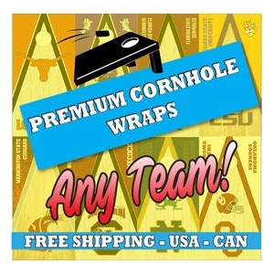 ANY TEAM | Water Proof | Match Cornhole Decals | Hockey Baseball Football Wraps | Free Customization | College | Pro teams