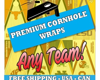 ANY TEAM | Water Proof | Match Cornhole Decals | Hockey Baseball Football Wraps | Free Customization | College | Pro teams