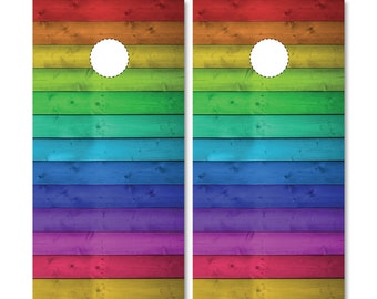 Rainbow Cornhole Wrap 2pc, Free Customization, Custom Cornhole Wraps, Custom Cornhole Gift