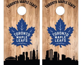 Maple leafs hockey Cornhole Wrap ice (2pc) | Cornhole Decals | Free Shipping | Free Customization | Custom Cornhole Wraps
