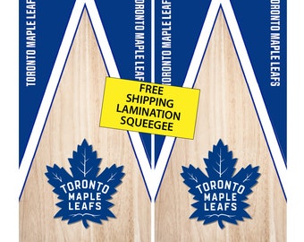 Cornhole Wrap hockey Maple Leafs (2 pièces) | Stickers cornhole | Livraison gratuite | Personnalisation gratuite | Emballages cornhole personnalisés