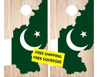 Pakistan Flag Cornhole Wrap (2pc) | Pakistan flag | Cornhole Decals | Free Shipping | Free Customization | Custom Cornhole Wraps