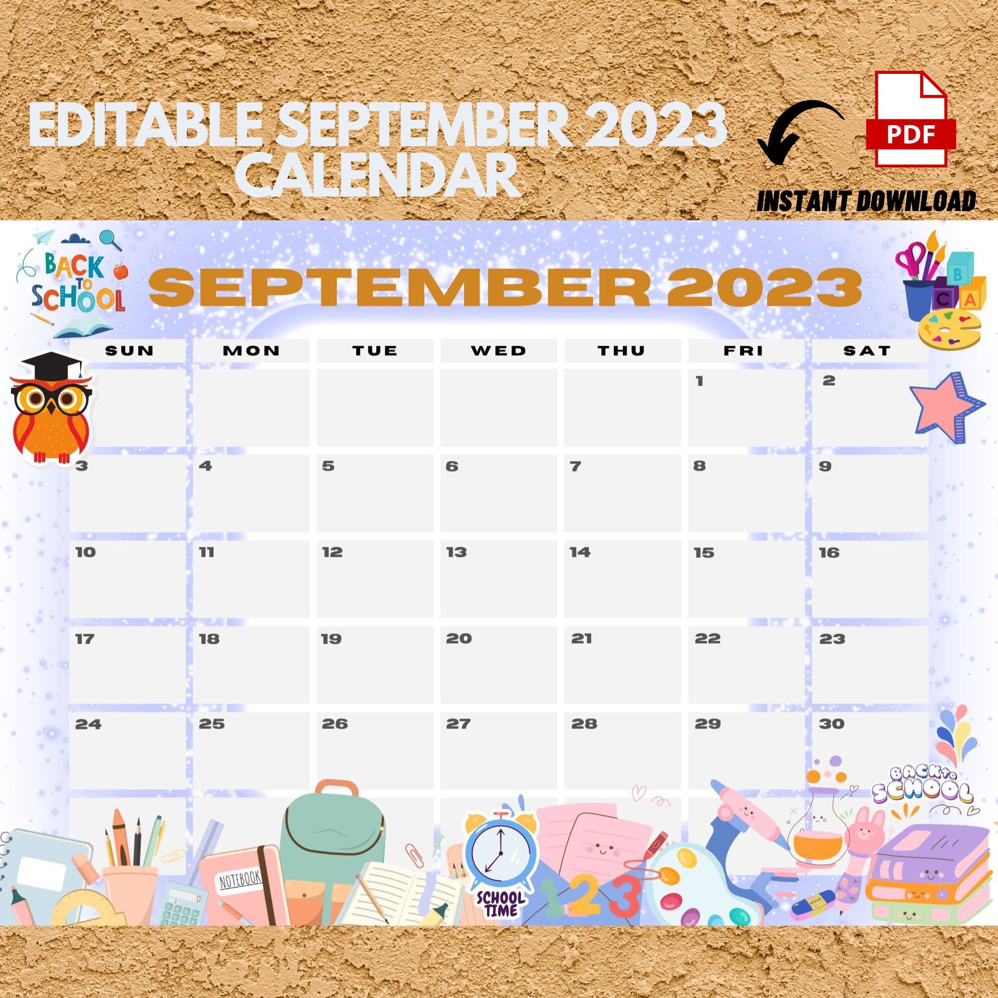 September editable printable 2023 calendar september 2023 etsy