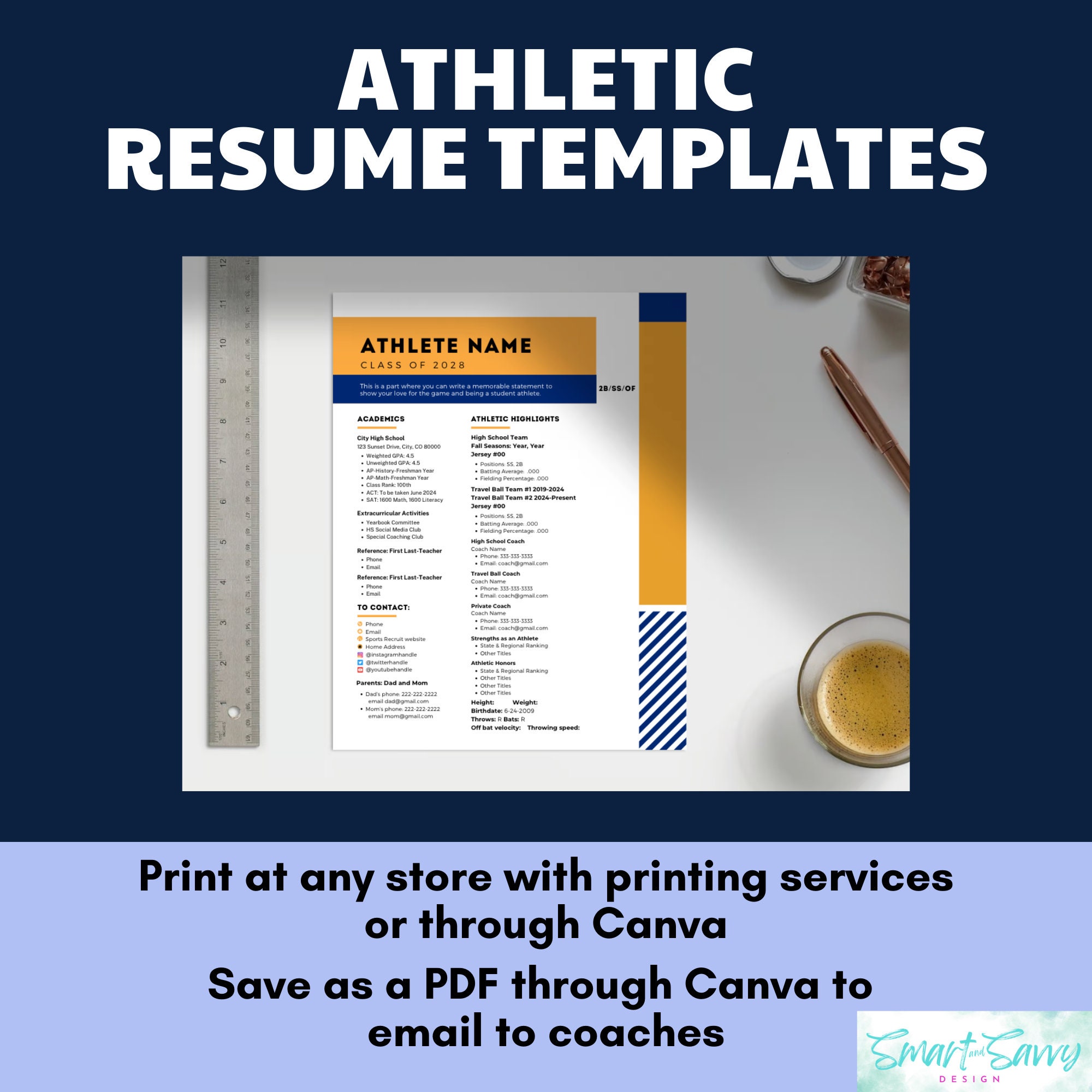 Allsports Athletic Resume Template for College Recruitment Etsy Allsports Athletic Resume Template for College Recruitment Etsy