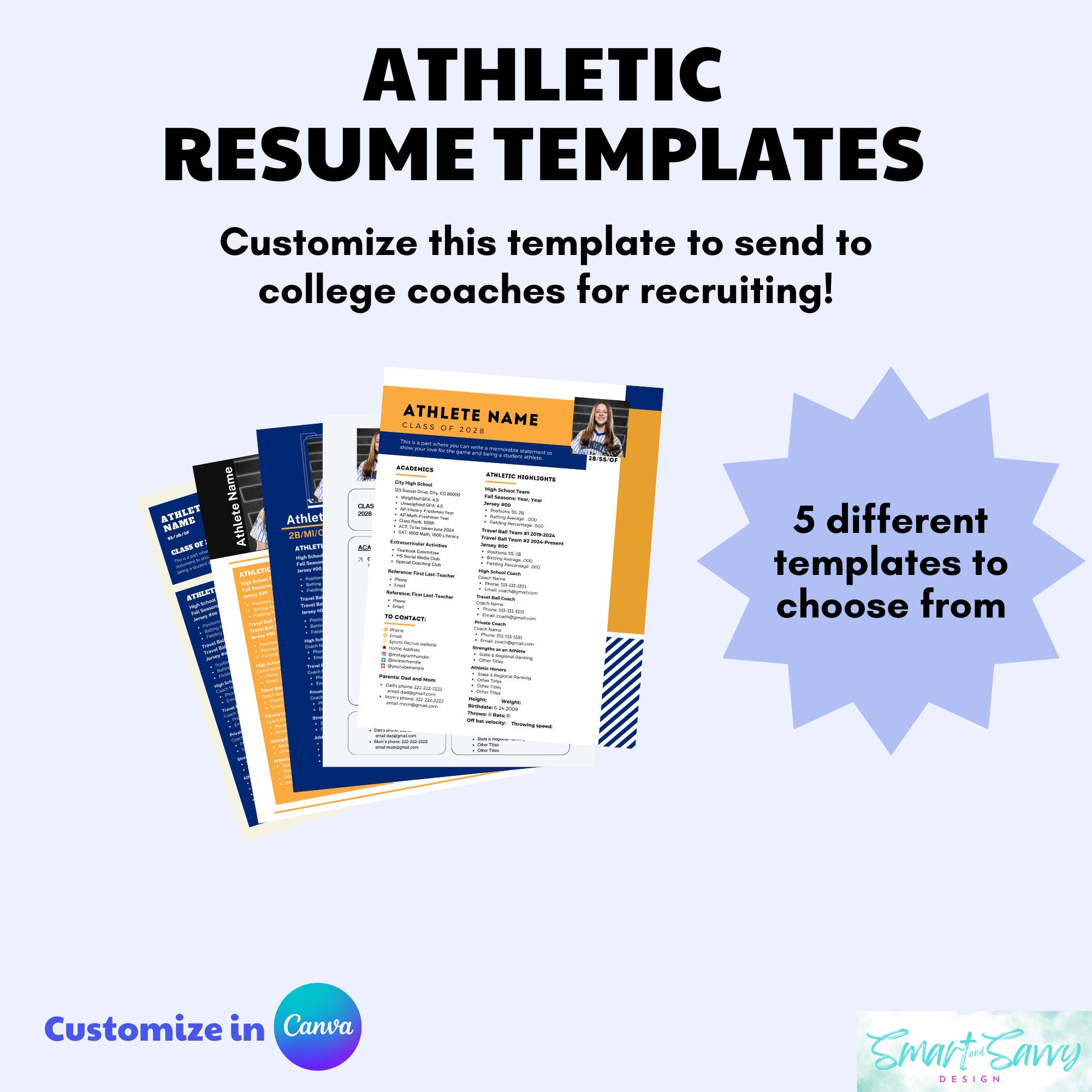 All sports Athletic Resume Template for College Recruitment Etsy All sports Athletic Resume Template for College Recruitment Etsy