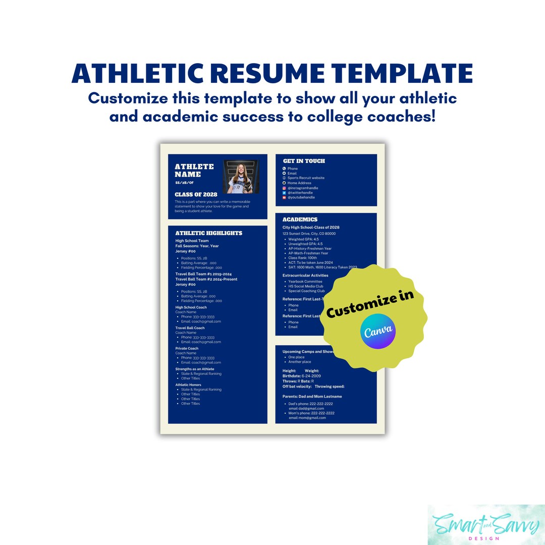 All sports Athletic Resume Template for College Recruitment Etsy All sports Athletic Resume Template for College Recruitment Etsy