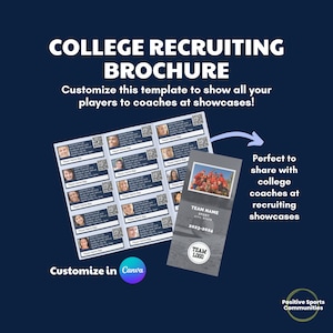 College Recruiting Brochure, Athlete Profiles, Team Brochure, College Showcases, Softball Team, Baseball Team, Volleyball Team, Soccer Team