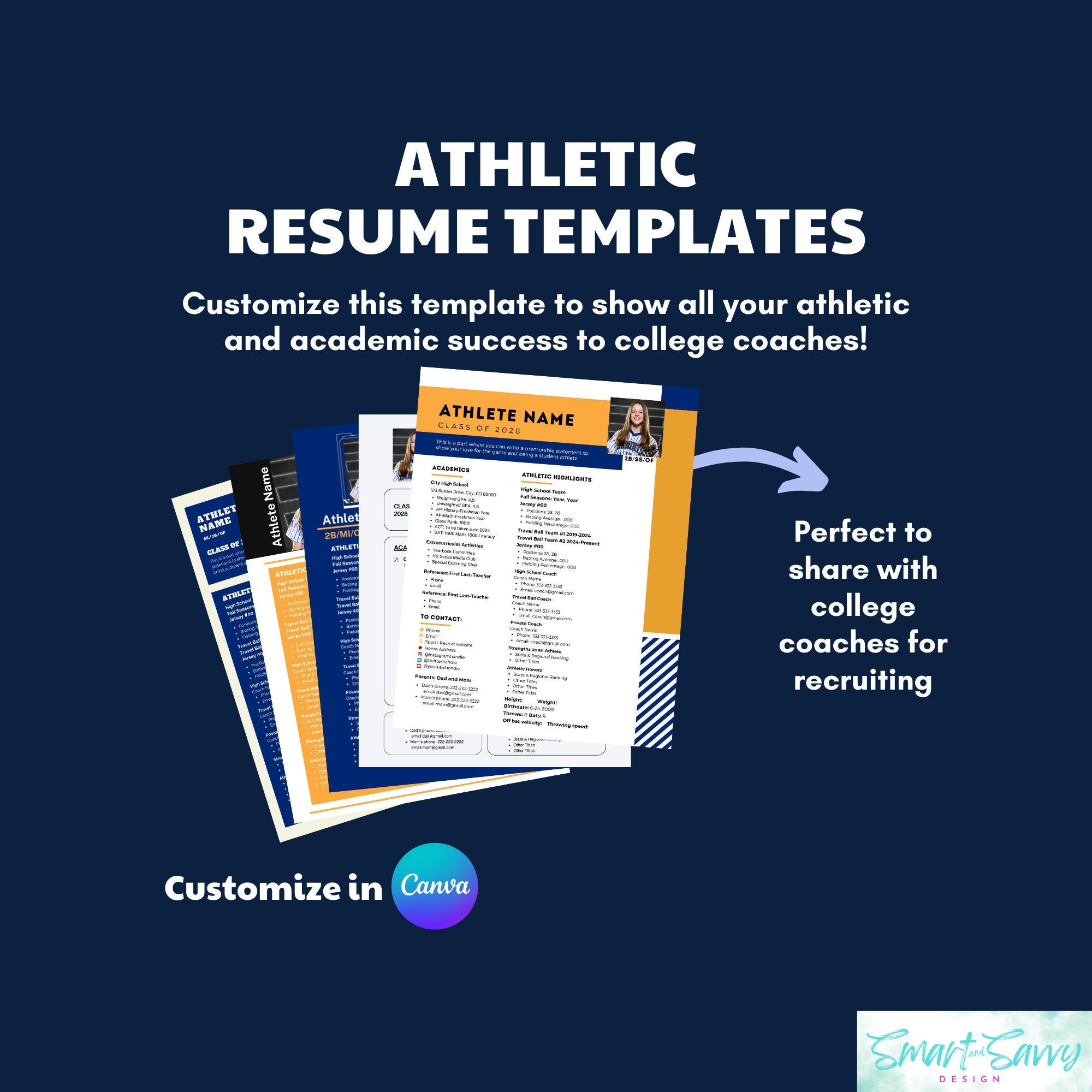 All sports Athletic Resume Template for College Recruitment Etsy All sports Athletic Resume Template for College Recruitment Etsy