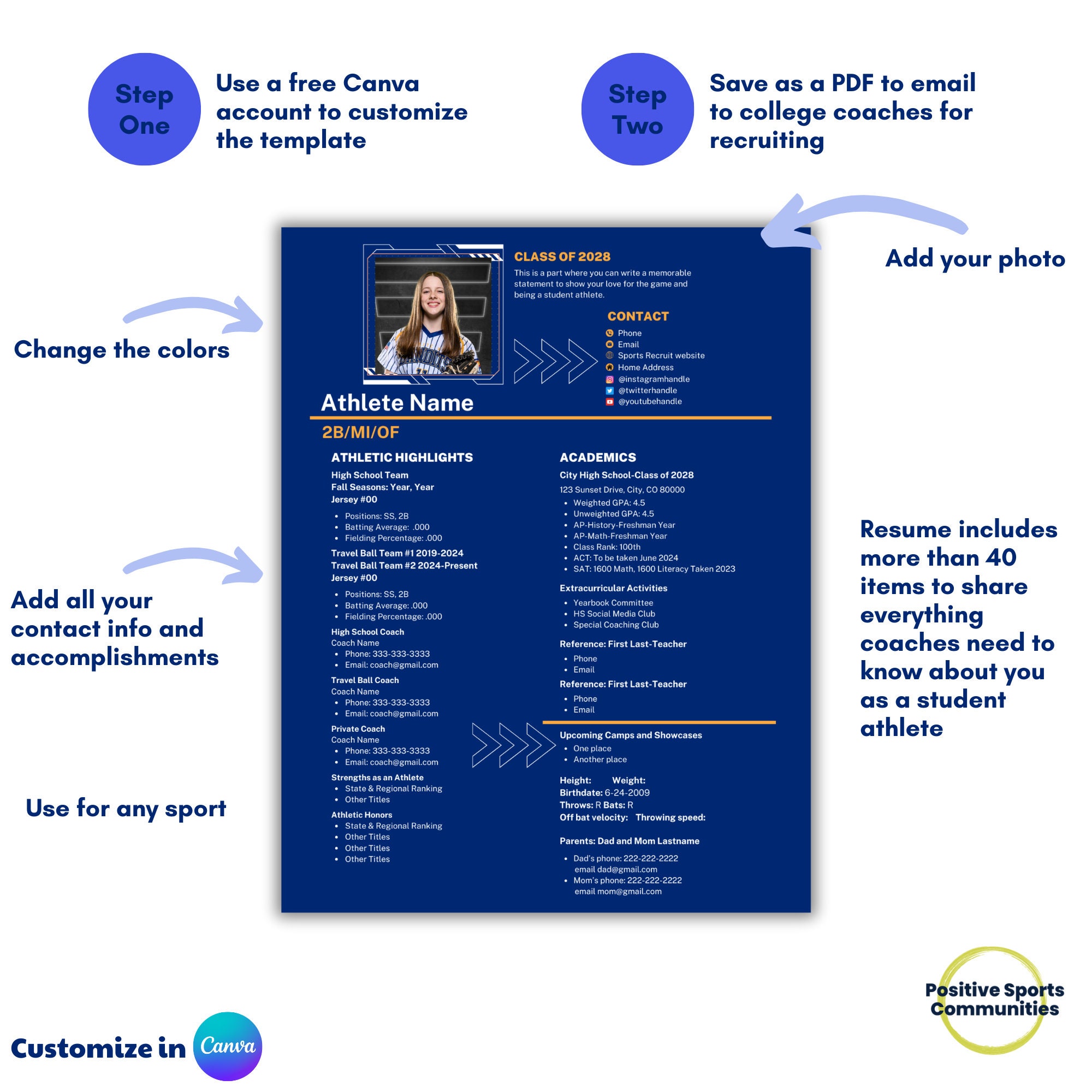 All sports Athletic Resume Template - Il Fullxfull.5829495393 64u2 