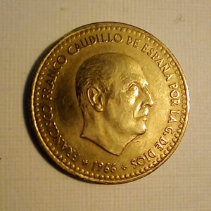 【エラーコイン】フランシスコ・フランコスペイン1ペセタ硬貨1953 エラーコイン】フランシスコ・フランコスペイン1ペセタ硬貨1953