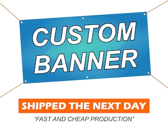 Full Color Custom Vinyl Banners - Next Day Production - Business Banner - Vinyl Event Banner - Party Supplies Banner - Hemmed - Grommet