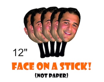12 " Big Head Stick, Face on a Stick, Head Cuts, Bachelor Party, Heals Birthday Decorations, Groom's Cake, Toppers Graduation, Party Favors