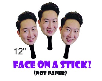 12&quot; Big Head Stick, Face on a Stick, Head Cuts, Bachelor Party, Heals Birthday Decorations, Groom&#39;s Cake, Toppers Graduation, Party Favors