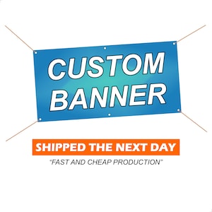 Full Color Custom Vinyl Banners - Next Day Production - Business Banner - Vinyl Event Banner - Party Supplies Banner - Hemmed - Grommet 2