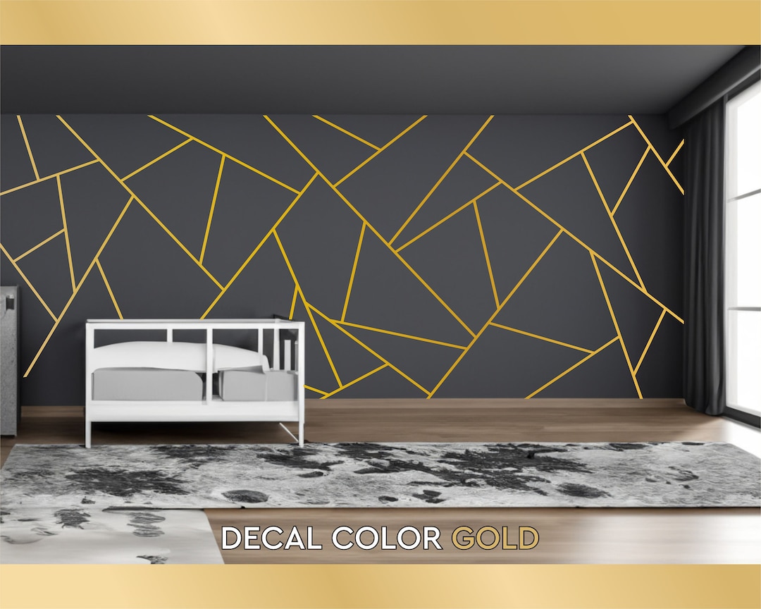 Gold Silver Wall Decal Peel and Stick Geometric Line Wall Sticker Colorful Lines Wall Decal