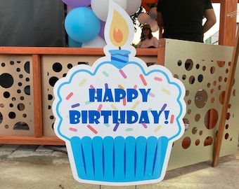 Cupcake Yard Card, Happy Birthday Yard Sign, Personalized Birthday Sign,  Lawn Sign, Birthday Kids Party Decoration, Great Birthday Gift