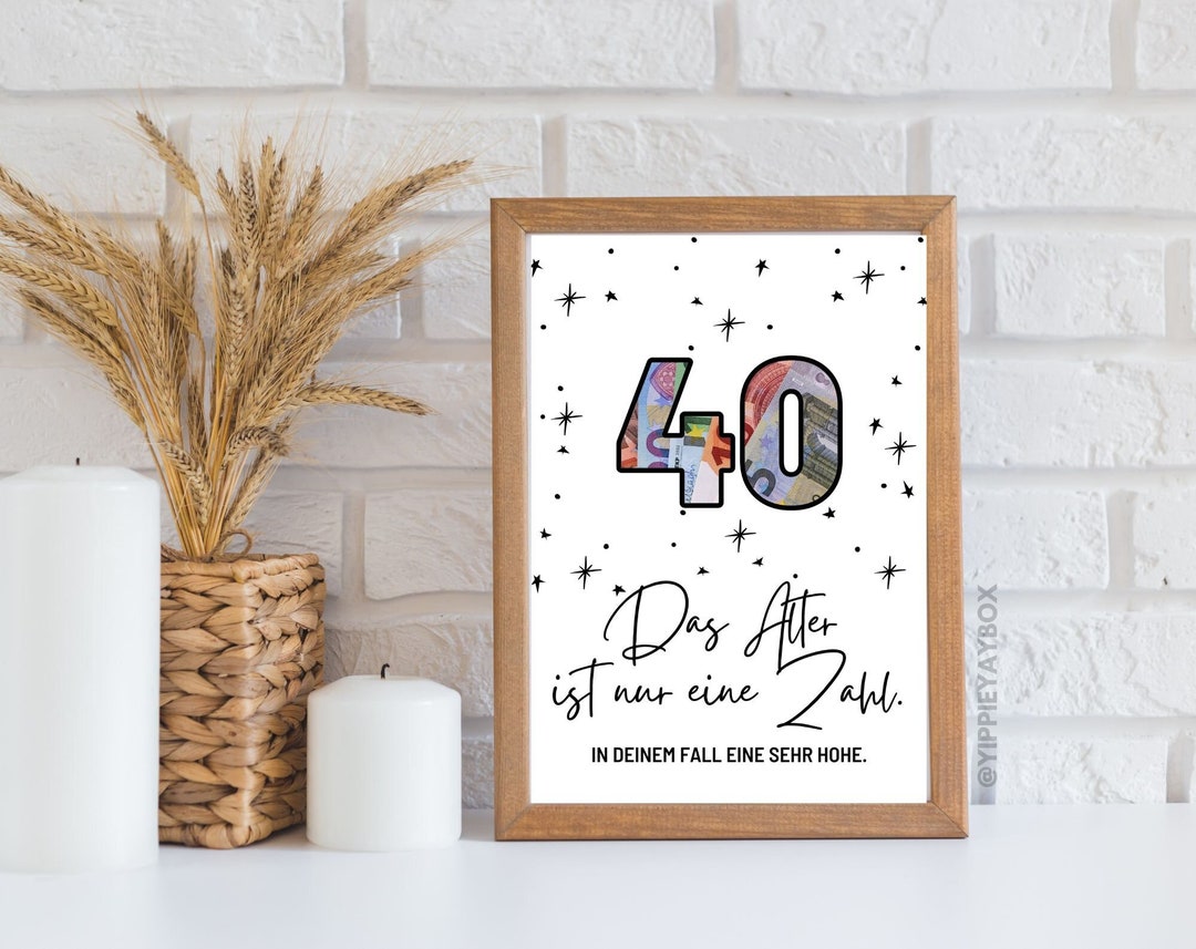 40th Birthday Money Gift Age is Just a Number Happy Birthday Give Away