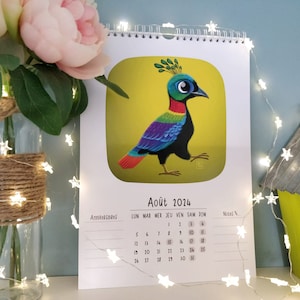 Calendrier 2024 Oiseaux / Format A4 / Production 100% française / Cadeau de Noël / Décoration / Illustration / Calendrier mural image 3