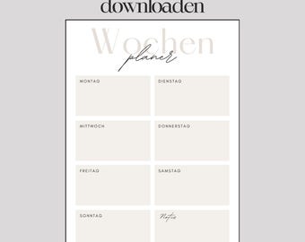Wochenplaner DIN A3 und A4 / digitaler DOWNLOAD / Home Office / To-Do Liste / druckbare Vorlage / minimalistisch und schlicht / deutsch