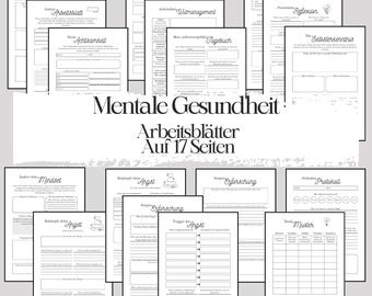 メンタルヘルスワークシート DIN A4 A5 印刷用 / デジタルダウンロード / メンタルヘルスの改善 / ワークシート / ドイツ語 / PDF