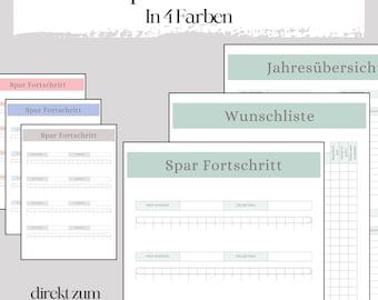 Spar Tracker Vorlage Budget Planer zum ausdrucken DIN A4 A5 / digitaler DOWNLOAD / Finanzplaner Vorlage für Starter / deutsch / PDF