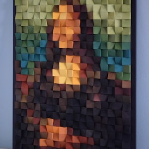Mona Lisa,  commission painting, Hand-made Wood Art, 3d wall Art Decor, Wood Sculpture, Wood Mosaic Sculpture, Custom wood decoration