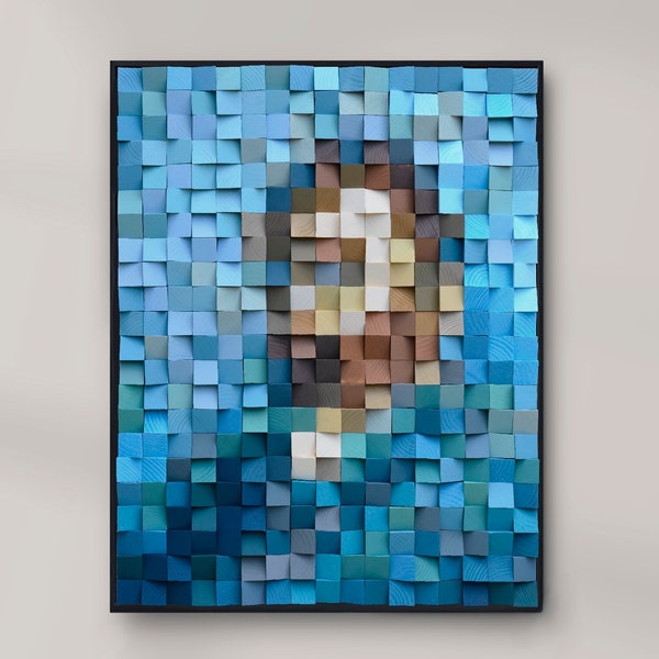 Van Gogh Selbstporträt, einzigartige Holzwandkunst, handgefertigte Holzkunst, 3D-Wandkunstdekor, Holzskulptur, Holzmosaikskulptur