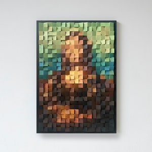 Mona Lisa, Unique Wooden Wall Art, Hand-made Wood Art, 3d wall Art Decor, Wood Sculpture, Wood Mosaic Sculpture