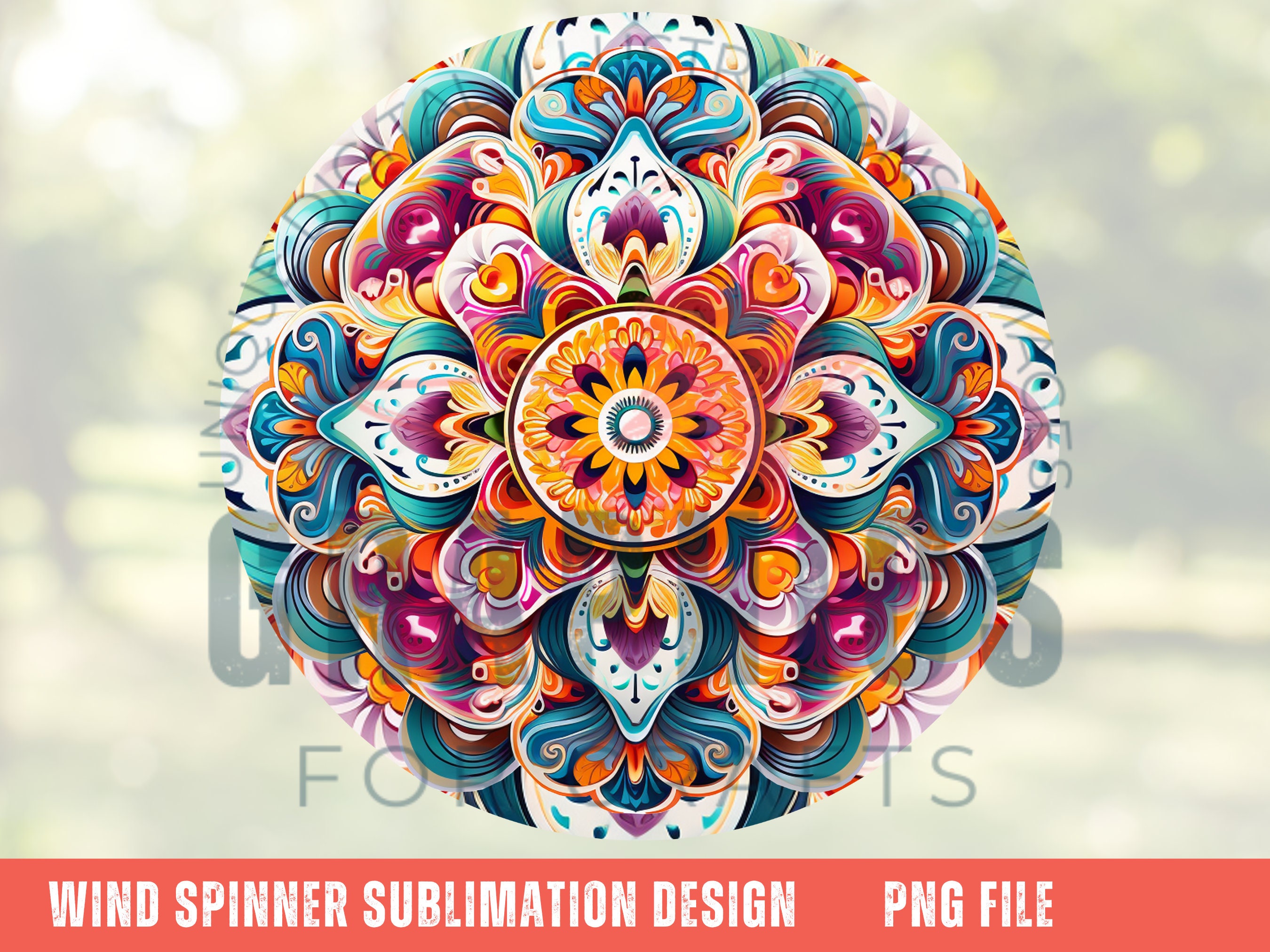 Stained Glass Wind Spinner PNG | 6 PNG Bundle for Sublimation | Blue ...
