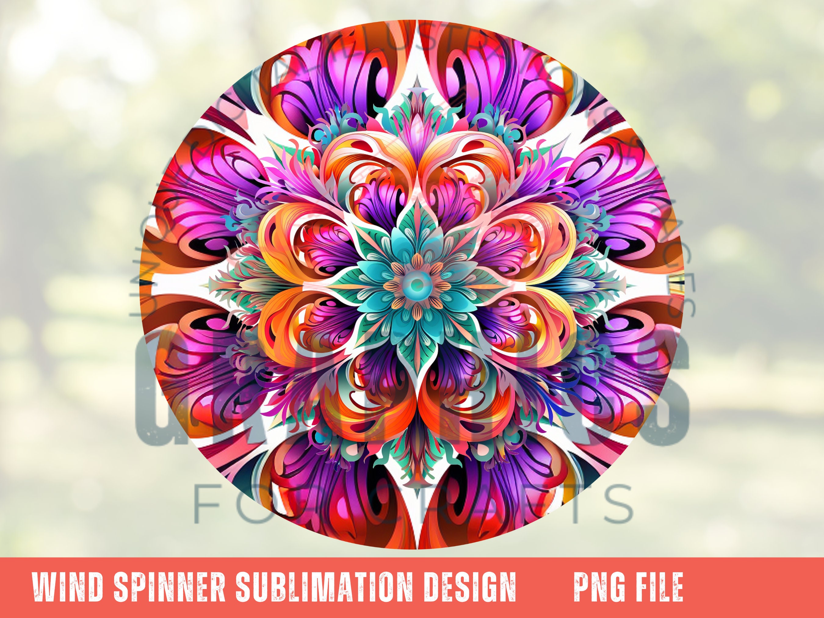 Stained Glass Wind Spinner PNG | 6 PNG Bundle for Sublimation | Blue ...