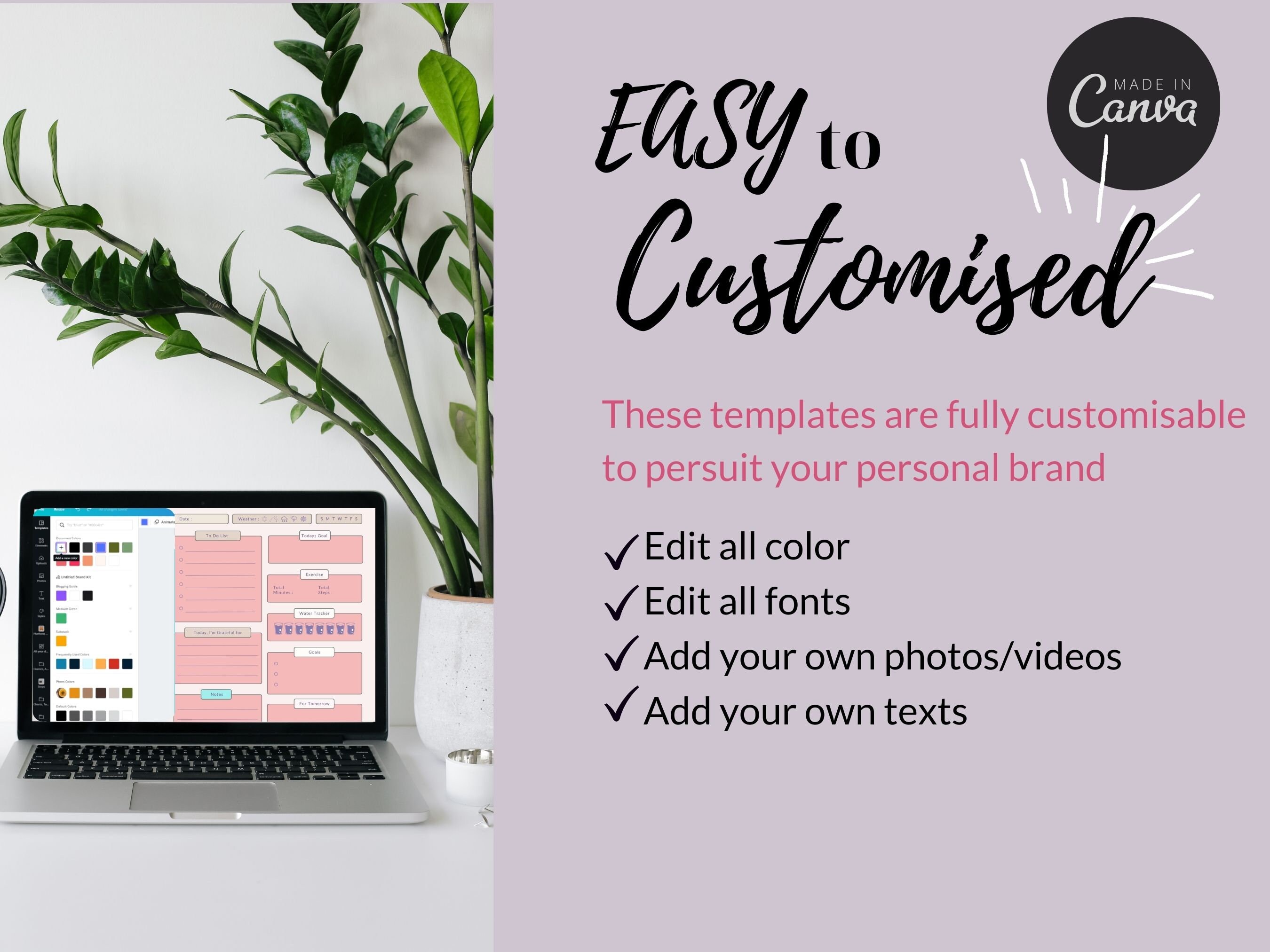 Customizable Printable Planner,canva Template,agenda Template, Day Week ...