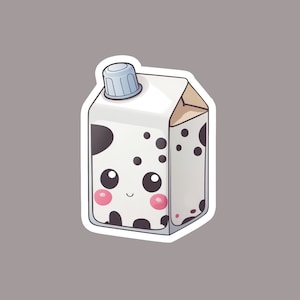 Kawaii | Cute | Milk Carton Sticker | Water Resistant