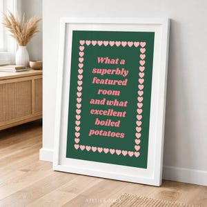 Orgullo y prejuicio (Impresión): Frase divertida sobre las patatas cocidas, Jane Austen (Descarga digital)