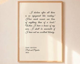 Pride and Prejudice Quote Print: Jane Austen Library Wall Art (Digital Download)