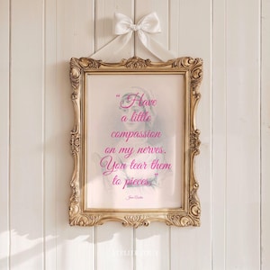 Pride and Prejudice Quote Print: Jane Austen Pink Preppy Wall Art (Digital Download)
