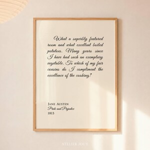 Jane Austen Pride and Prejudice Print: Bookish Art, Boiled Potatoes Poster (Digital Download)