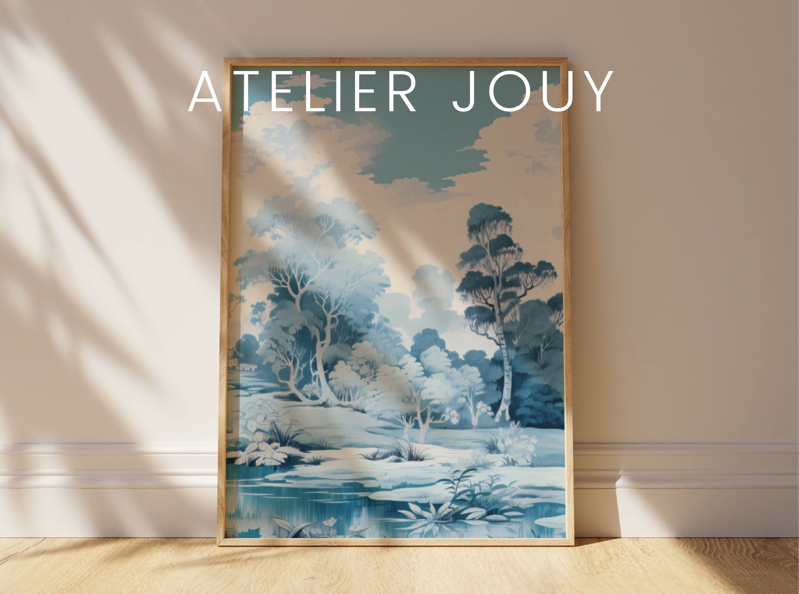 Toile De Jouy Pattern Light Blue Wall Art 3 Piece Wall Art Set ...