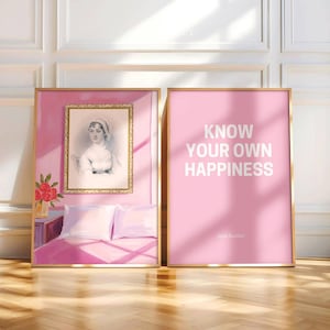Jane Austen Portrait Print Set: Pink Preppy Book Lover Wall Art (Digital Download)